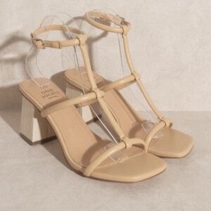 Oasis Society Sophia Tan Wooden Heel Sandals